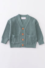 Load image into Gallery viewer, Teal pocket cardigan sweater
