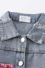Load image into Gallery viewer, Pink sequin button down denim jeans
