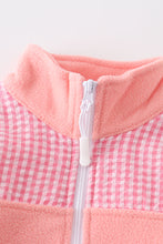 Load image into Gallery viewer, Premium Pink plaid patch fleece top
