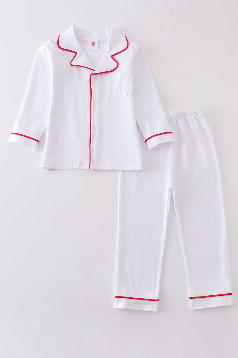 Premium White pocket boy pajamas set