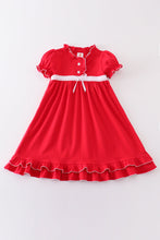 Load image into Gallery viewer, Premium Red ruffle short sleeve girl pajamas dress
