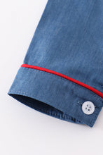 Load image into Gallery viewer, Premium Blue deer applique button down soft denim shirt
