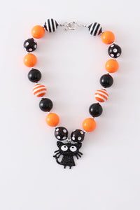 Orange halloween cat bubble chunky necklace