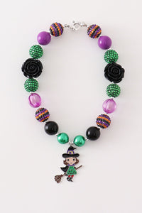 Halloween witch bubble chunky necklace