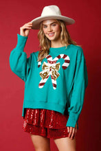Load image into Gallery viewer, Green christmas candy cane sequins shirt -Women
