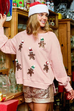 Load image into Gallery viewer, Pink christmas gingerbread sequins shirt -Women
