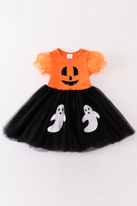 Halloween ghost applique girl tutu dress