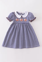 Load image into Gallery viewer, Blue stripe football applique dress
