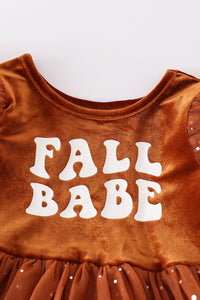 Brown "fall babe" girl dress
