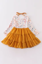 Load image into Gallery viewer, Mustard floral tutu dress
