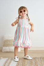 Load image into Gallery viewer, Pink stripe smocked strap dress
