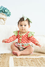 Load image into Gallery viewer, Orange plaid floral print ruffle baby romper
