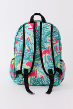 Load image into Gallery viewer, Green lily print backpack bag
