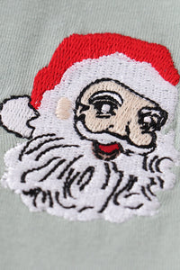 Green santa claus embroidery dress