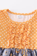 Load image into Gallery viewer, Mustard floral print ruffle dress
