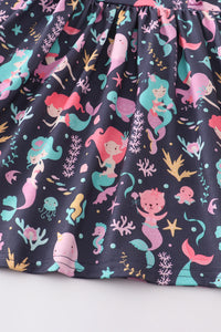 Purple mermaid print dress pajamas