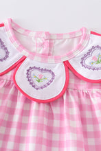 Load image into Gallery viewer, Pink valentine&#39;s day plaid embroidery baby set
