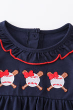 Load image into Gallery viewer, Navy baseball embroidery dress
