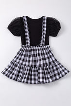 Load image into Gallery viewer, Black plaid strap dress set
