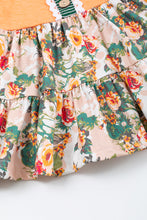 Load image into Gallery viewer, Orange floral print ruffle girl set
