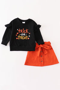 Halloween trick or trick girl skirt set