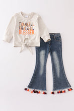 Load image into Gallery viewer, Thanksgiving denim bell pants set
