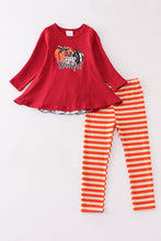 Load image into Gallery viewer, Pumpkin thankful stripe girl pant set
