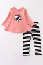 Load image into Gallery viewer, Pink pumpkin applique stripe girl set
