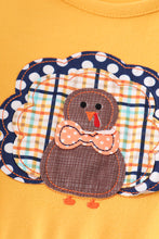 Load image into Gallery viewer, Mustard turkey applique plaid girl set
