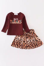 Load image into Gallery viewer, Brown thanksgiving leopard short skirt set
