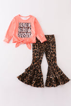 Load image into Gallery viewer, Thanksgiving leopard denim bell pants set
