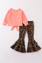 Load image into Gallery viewer, Thanksgiving leopard denim bell pants set
