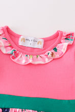 Load image into Gallery viewer, Pink floral print ruffle girl set
