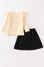 Load image into Gallery viewer, Beige &quot;FALL&quot; ruffle girl skirt set
