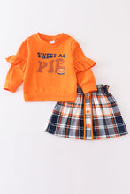 Load image into Gallery viewer, Orange sweet as pie plaid skirt set
