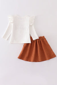 White thanksgiving girl skirt set