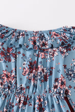 Load image into Gallery viewer, Blue floral print bell pants set
