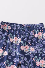 Load image into Gallery viewer, Grey floral print ruffle girl set
