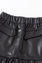 Load image into Gallery viewer, Brown butterfly leather short skirt set
