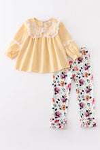 Load image into Gallery viewer, Yellow floral embroidery ruffle girl set
