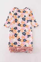 Load image into Gallery viewer, Pink floral print ruffle baby gown
