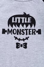 Load image into Gallery viewer, Grey &quot;little monster&quot; baby boy romper
