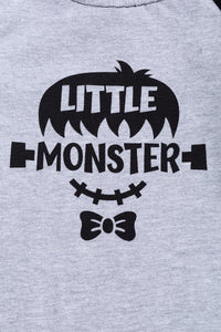 Grey "little monster" baby boy romper