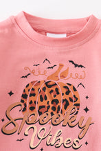 Load image into Gallery viewer, Coral leopard pumpkin baby romper
