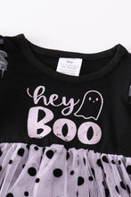 Load image into Gallery viewer, Black &quot;BOO&quot; ruffle baby romper
