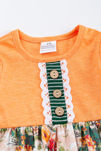 Load image into Gallery viewer, Orange floral print ruffle baby romper
