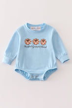 Load image into Gallery viewer, Blue thanksgiving pumpkin baby romper
