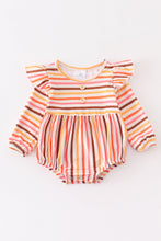 Load image into Gallery viewer, Multicolored stripe print ruffle baby romper
