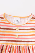 Load image into Gallery viewer, Multicolored stripe print ruffle baby romper
