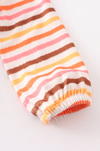 Multicolored stripe print ruffle baby romper